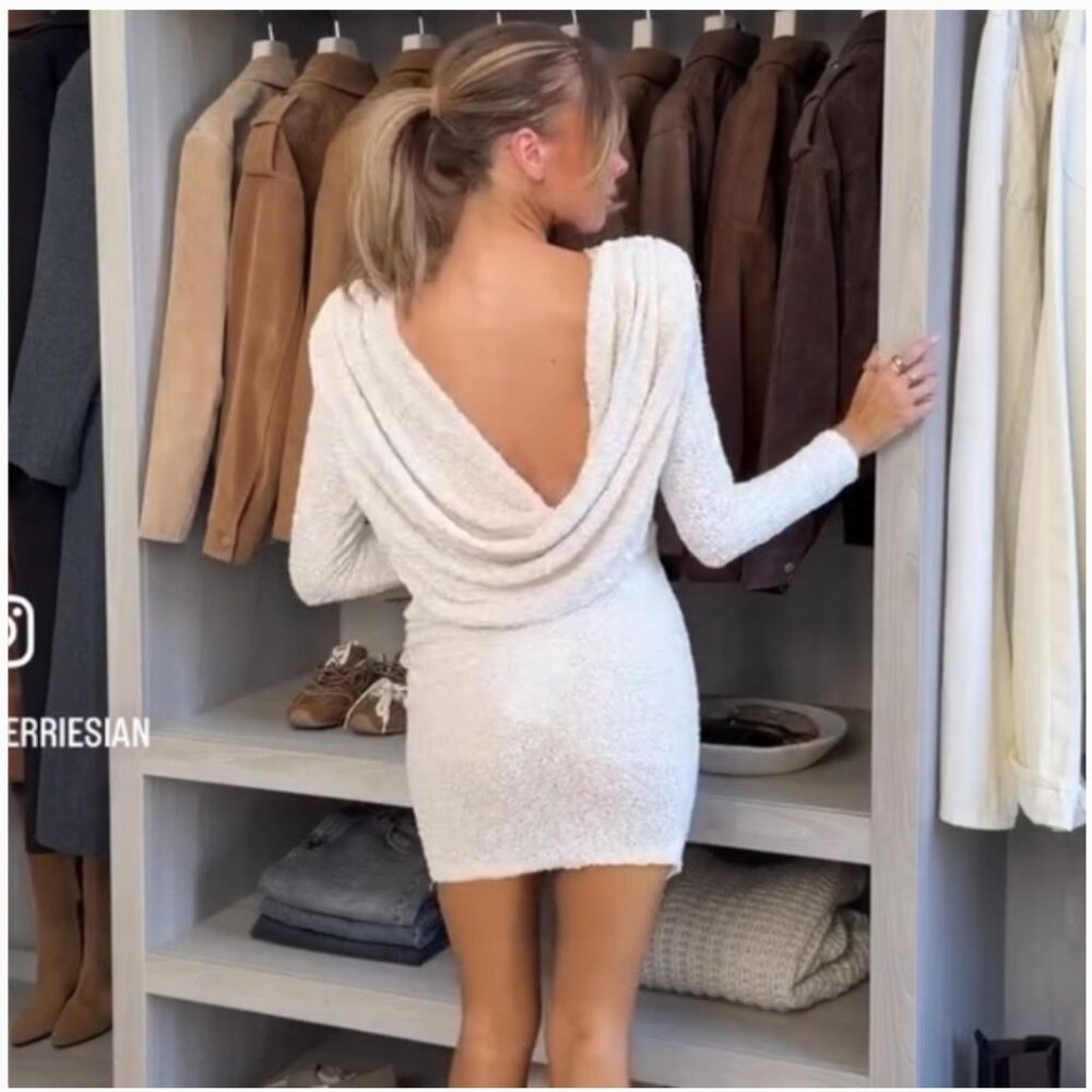 Zara NWT Sequin Mini Dress | White Party Going Out | 2025 Collection | Size S